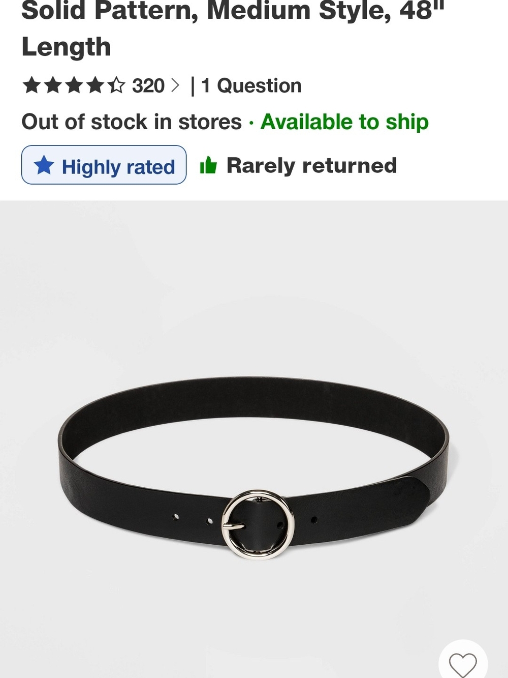 Classic Black Leather Belt with Round Silver Buckle